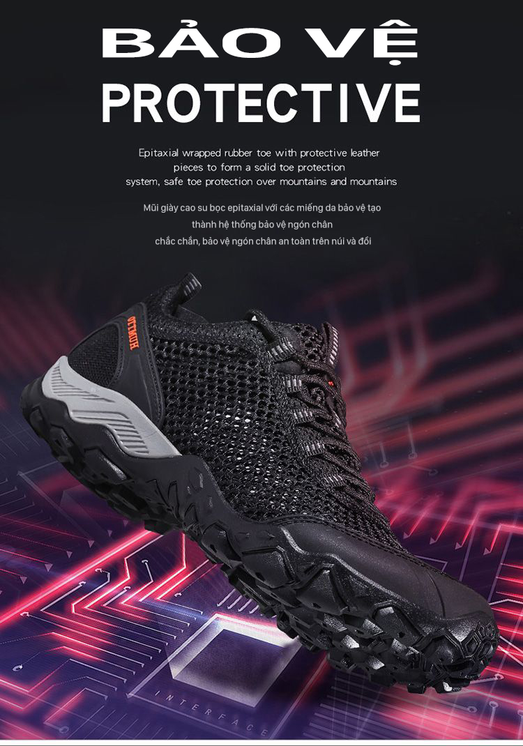 Giày đi rừng Humtto 110571AB cổ thấp mặt lưới thoáng khí mau khô unisex-10