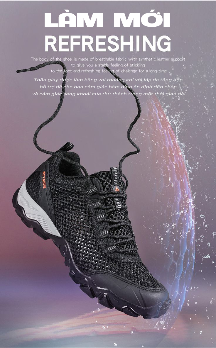 Giày đi rừng Humtto 110571AB cổ thấp mặt lưới thoáng khí mau khô unisex-8