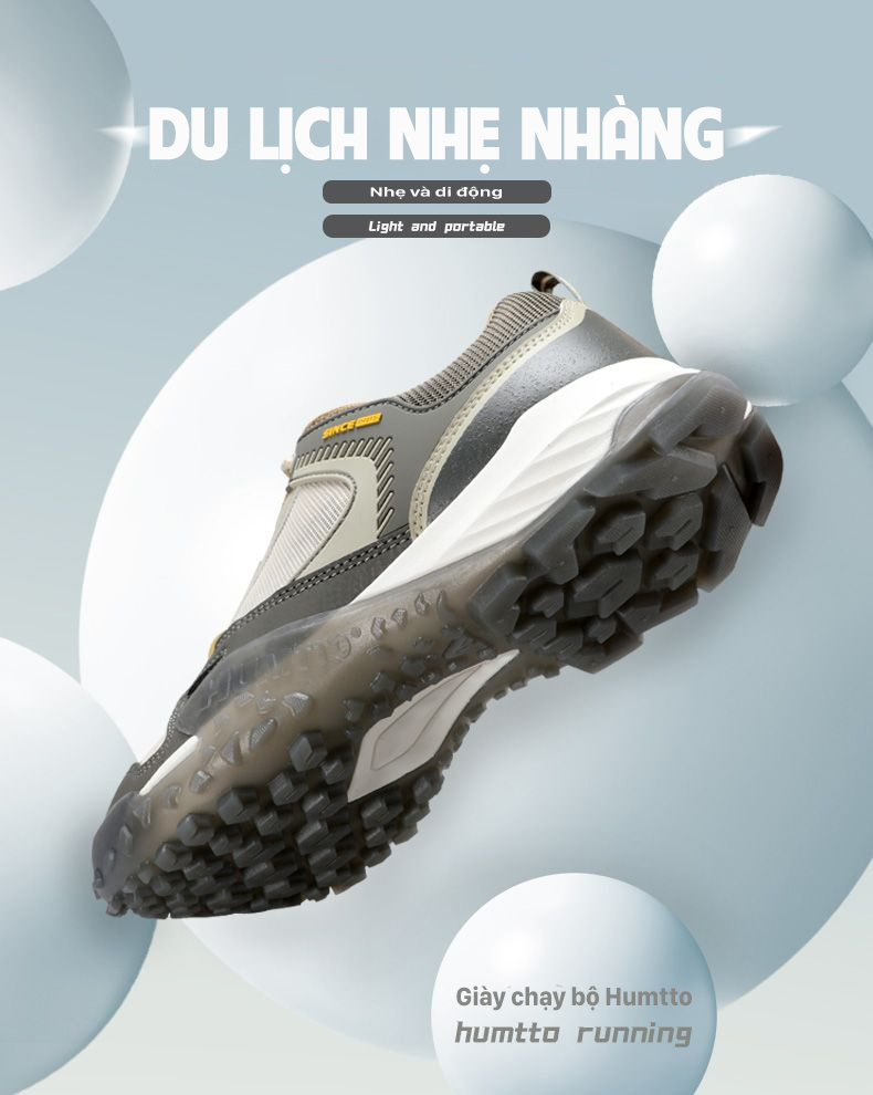 Giày hiking nam Humtto 150294A cổ thấp lưới nhẹ thoáng khí bám dính-6