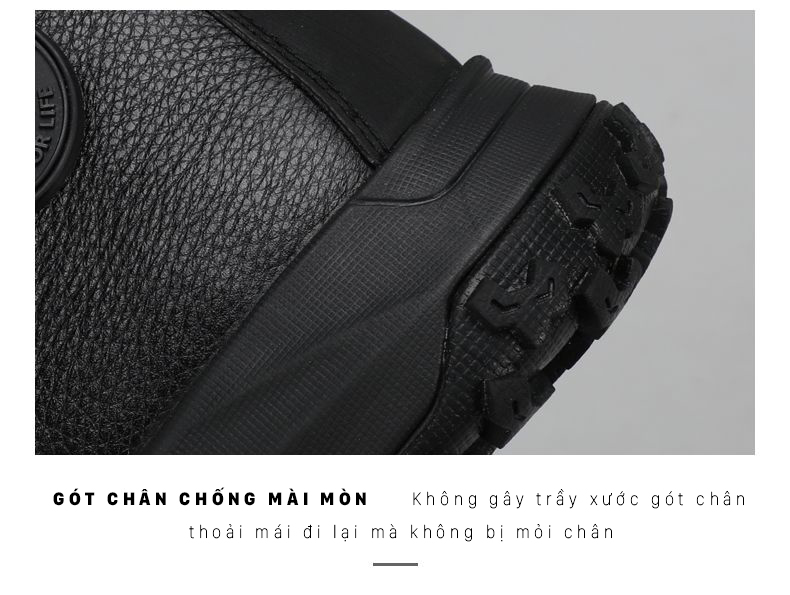 Giày leo núi cổ cao Humtto 82307A da bò đi tuyết lót lông mùa đông-16