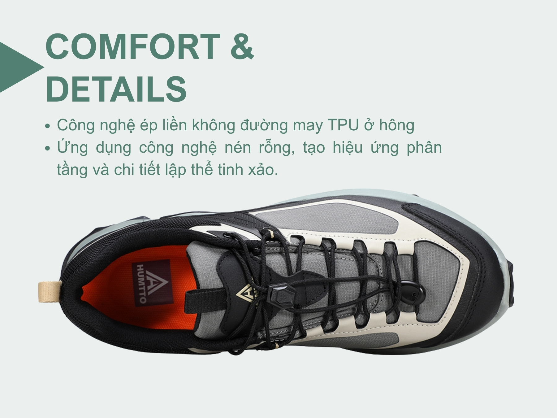 Giày đi phượt nam Humtto 160955A cổ thấp dây rút lưới thoáng khí-15