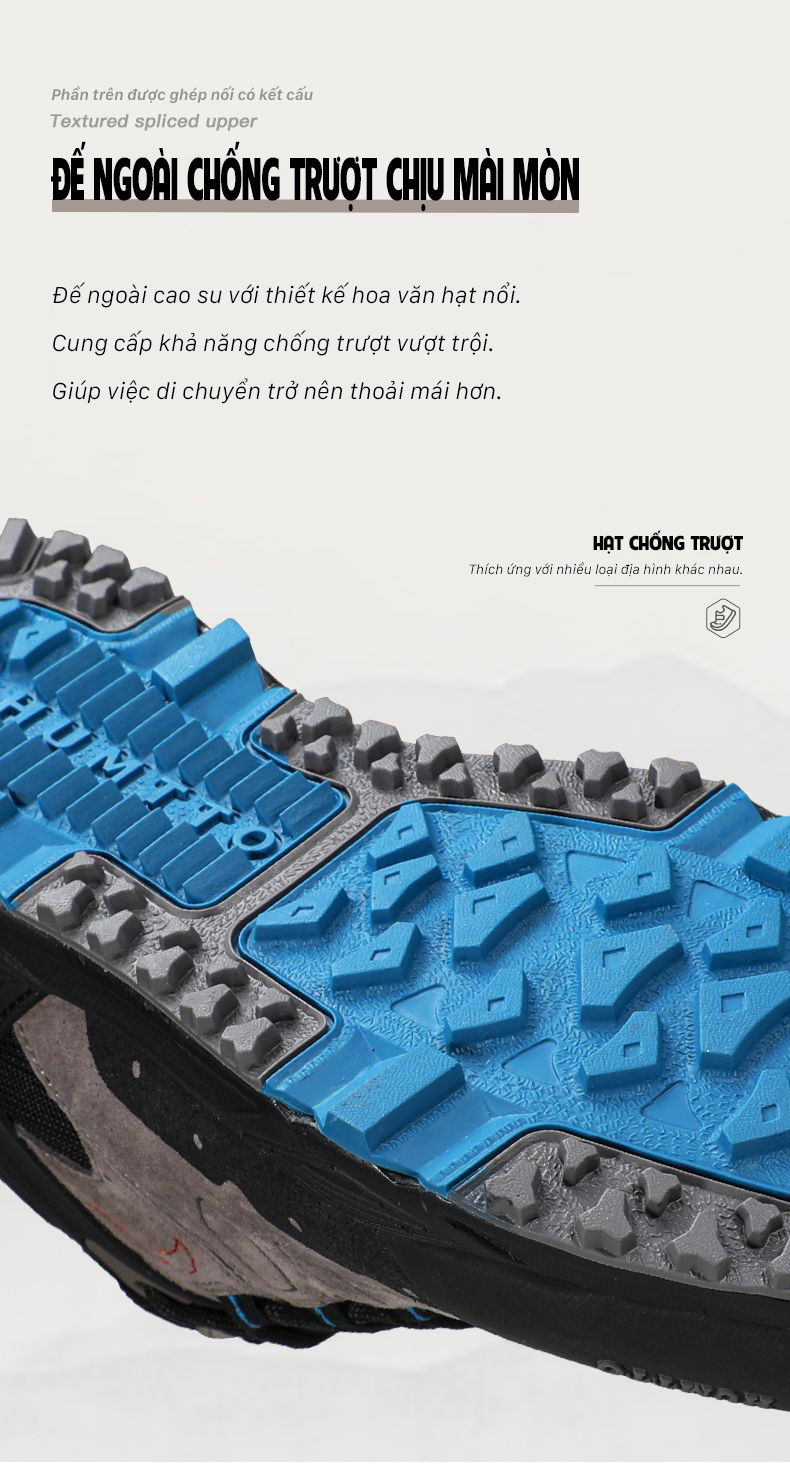 Giày hiking nam nữ Humtto 350420AB cổ thấp da lộn chống trượt thời trang-11