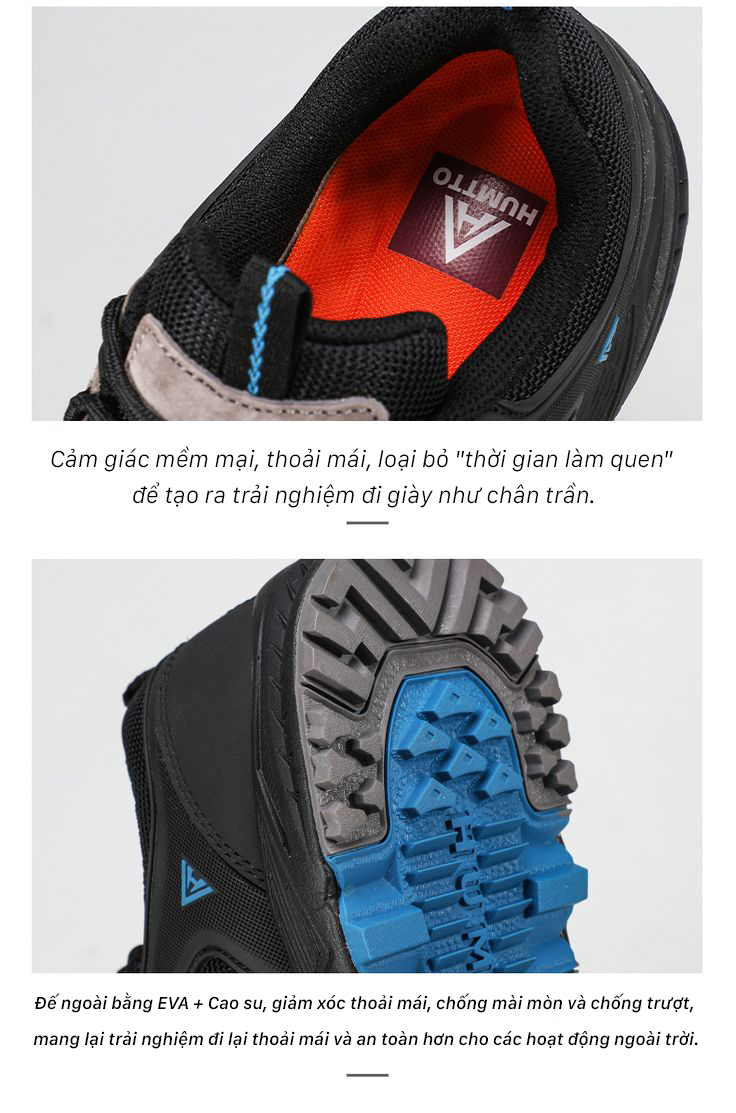 Giày hiking nam nữ Humtto 350420AB cổ thấp da lộn chống trượt thời trang-23
