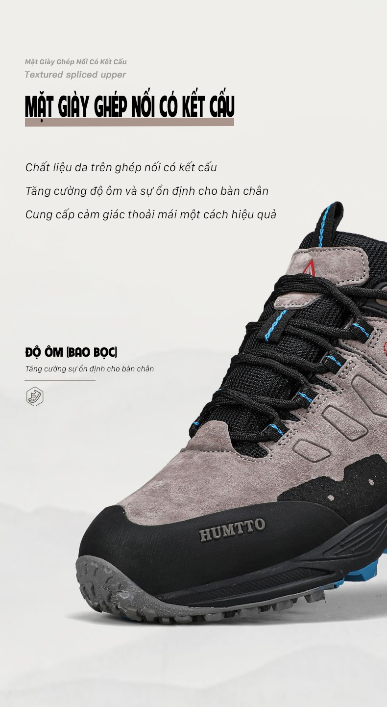 Giày hiking nam nữ Humtto 350420AB cổ thấp da lộn chống trượt thời trang-9