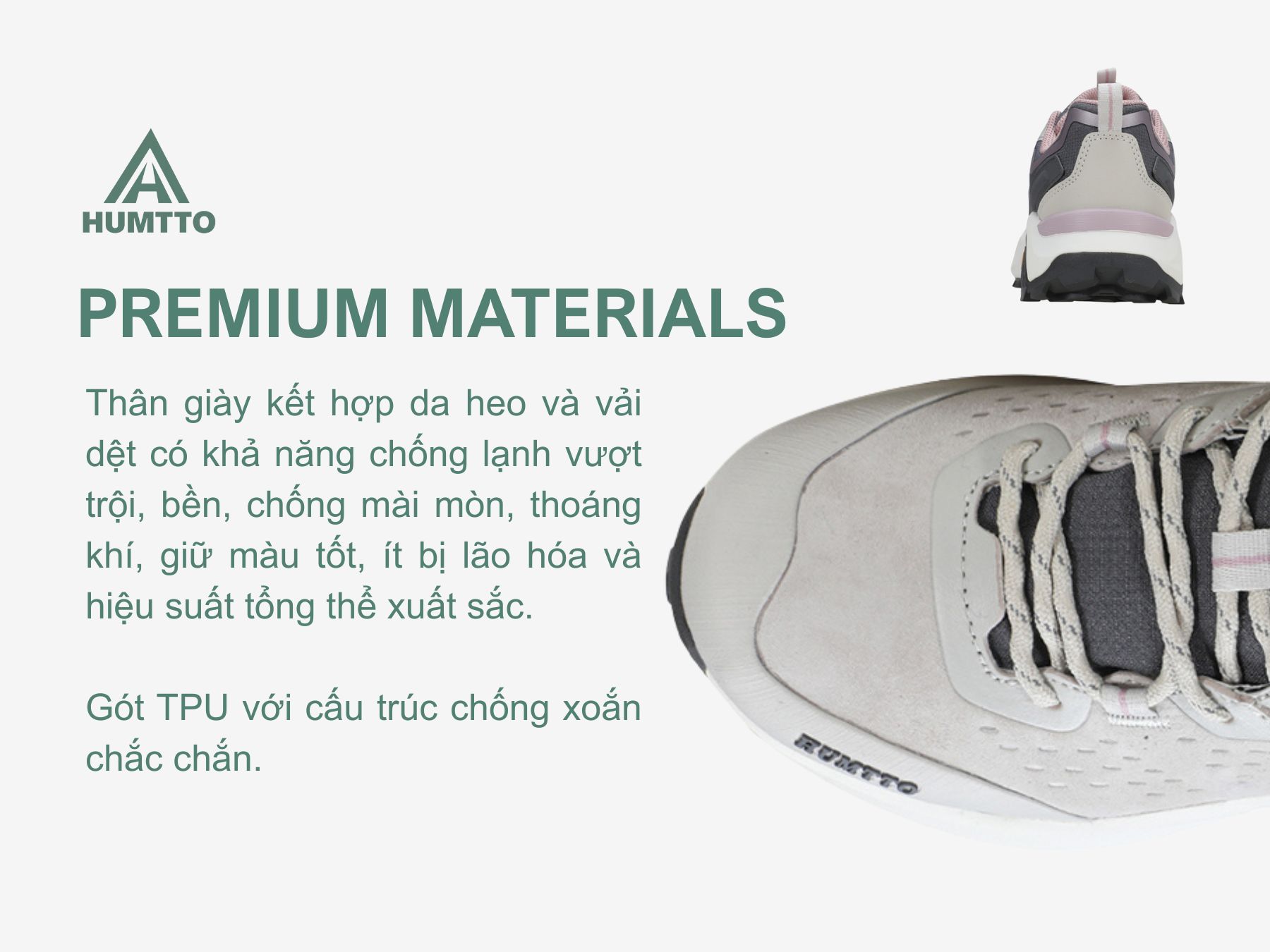 Giày hiking nữ Humtto 160560B cổ thấp lỗ thoáng khí thời trang-13