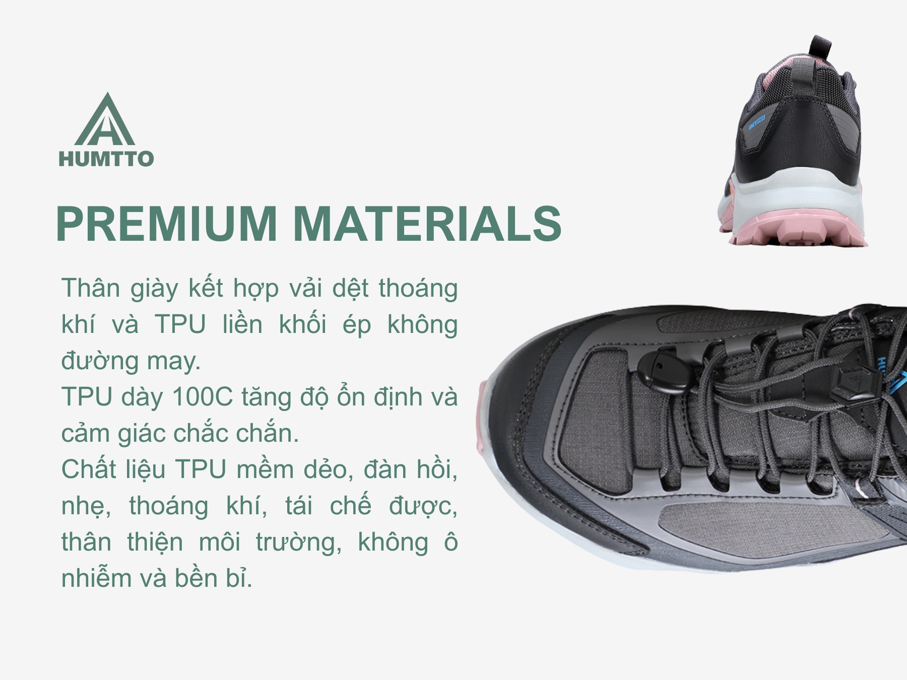 Giày hiking nữ Humtto 160955B cổ thấp dây rút tiện lợi-13