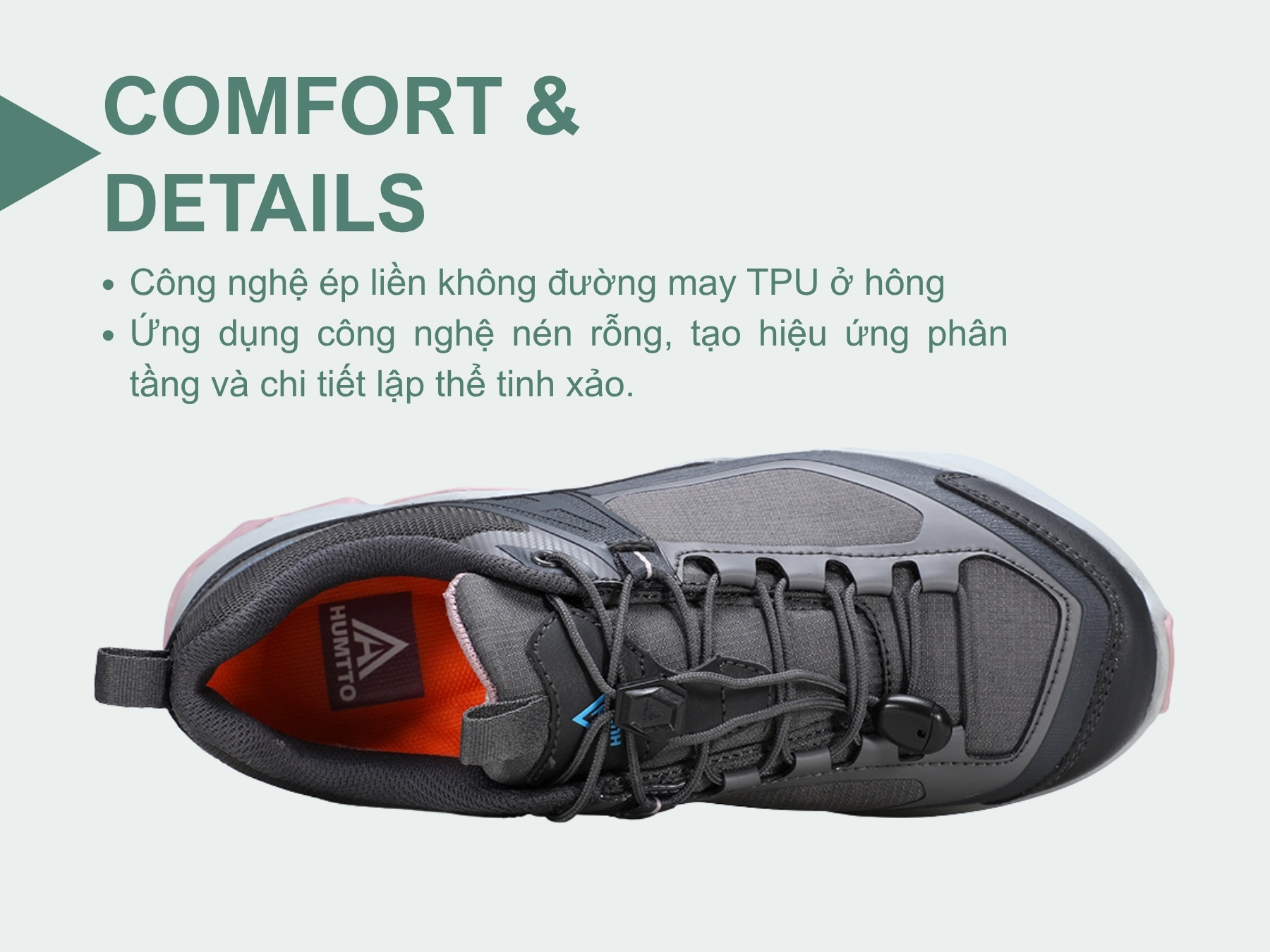 Giày hiking nữ Humtto 160955B cổ thấp dây rút tiện lợi-15