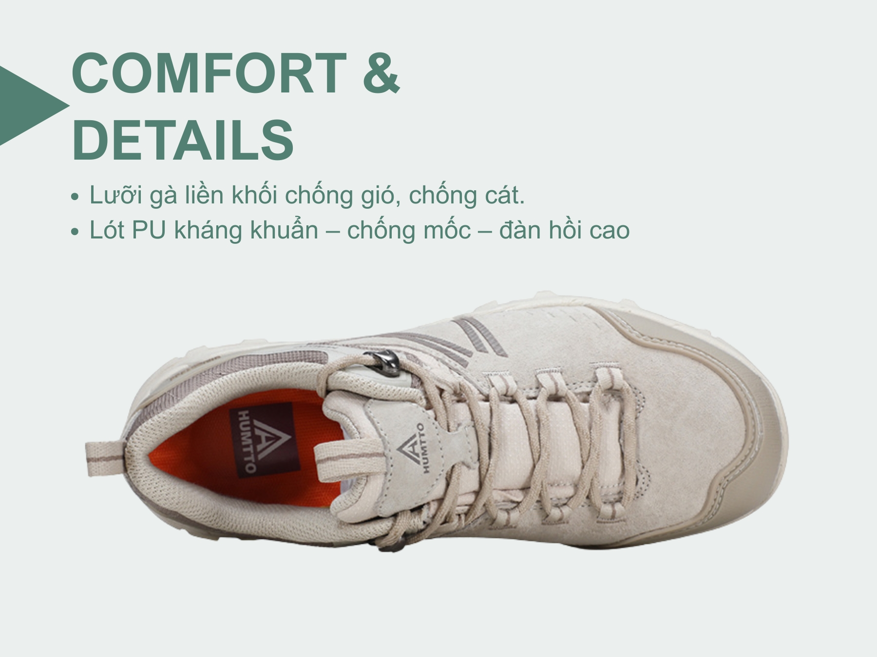 Giày đi dã ngoại nữ Humtto 160986B cổ thấp da lộn chống nước trơn trượt-15