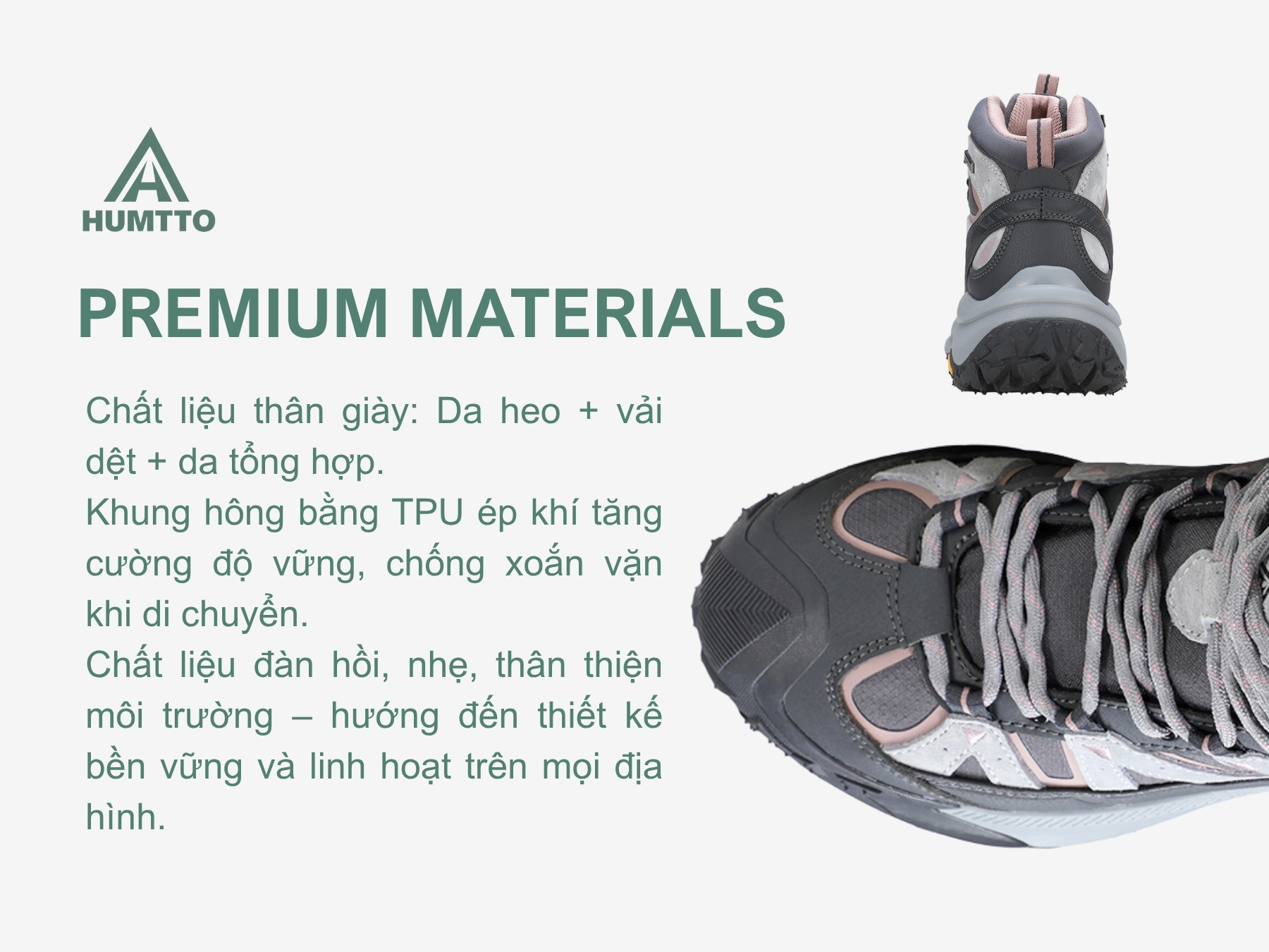 Giày trekking nữ pro Humtto 260996B cổ lửng móc buộc dây-13