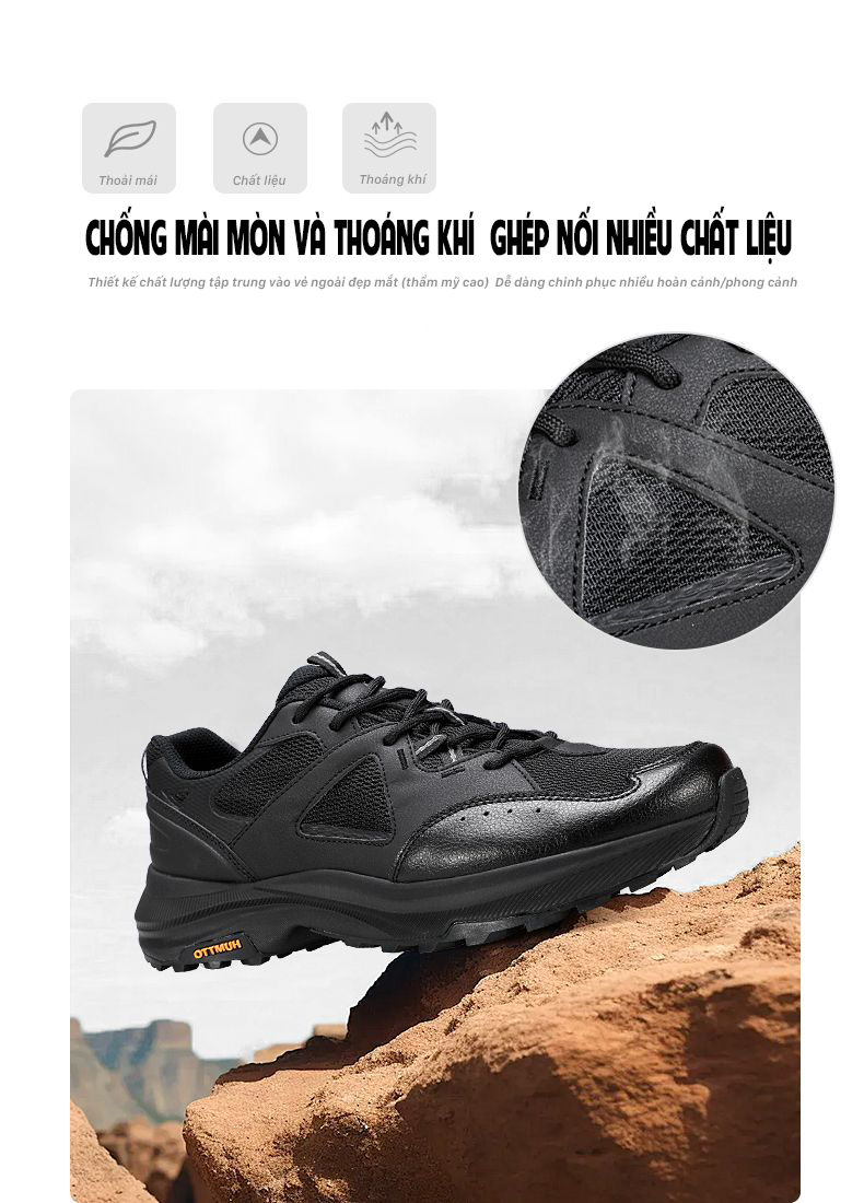 Giày leo núi unisex Humtto 160129AB cổ thấp mặt lưới thoáng khí nhẹ-7