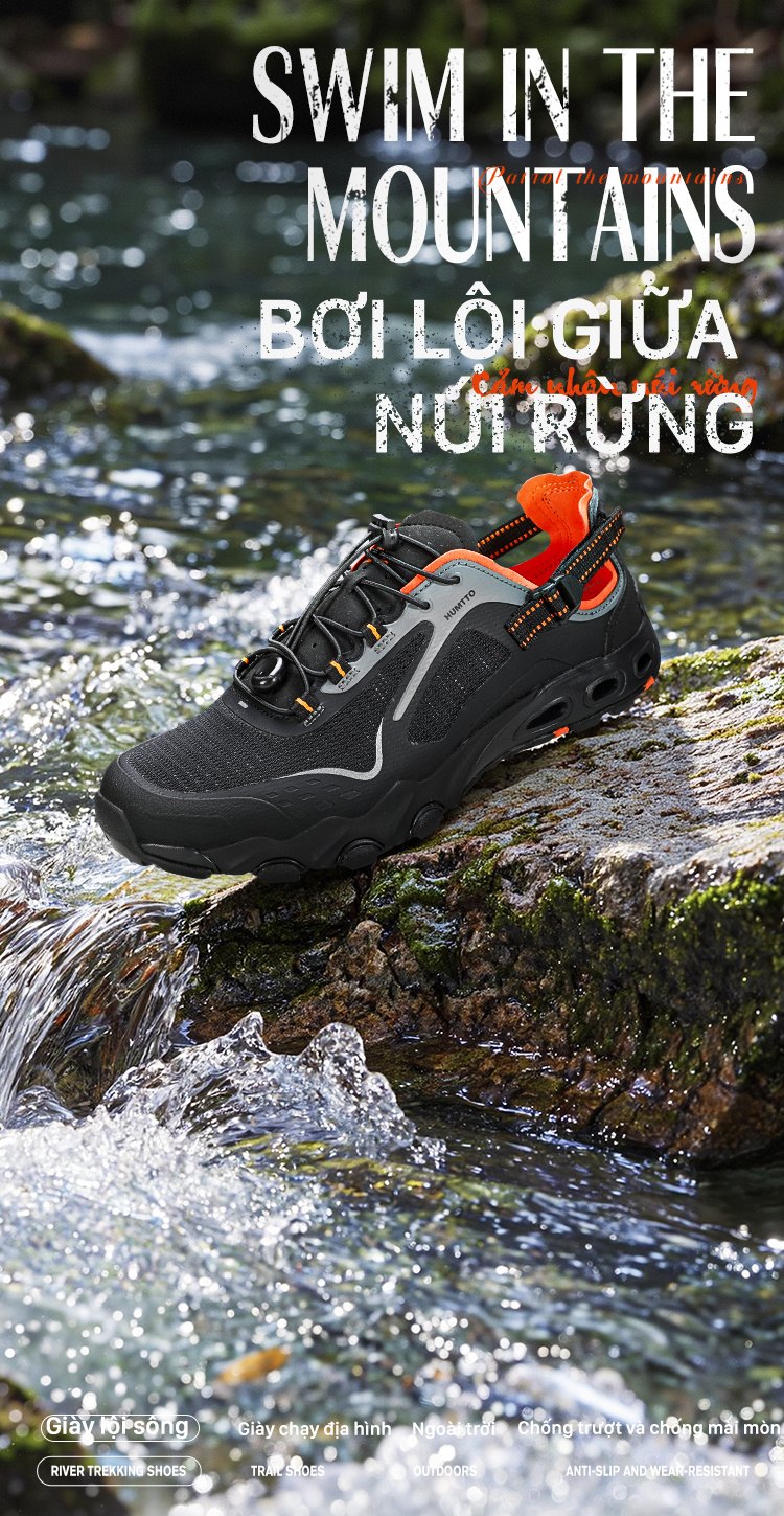Giày sandals nữ đi suối Humtto 660893B mặt lưới mau khô dây rút-23