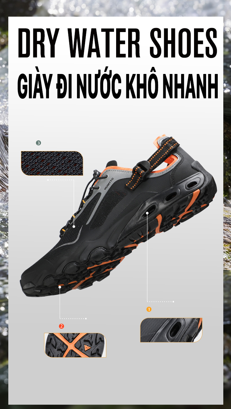 Giày sandals nữ đi suối Humtto 660893B mặt lưới mau khô dây rút-24