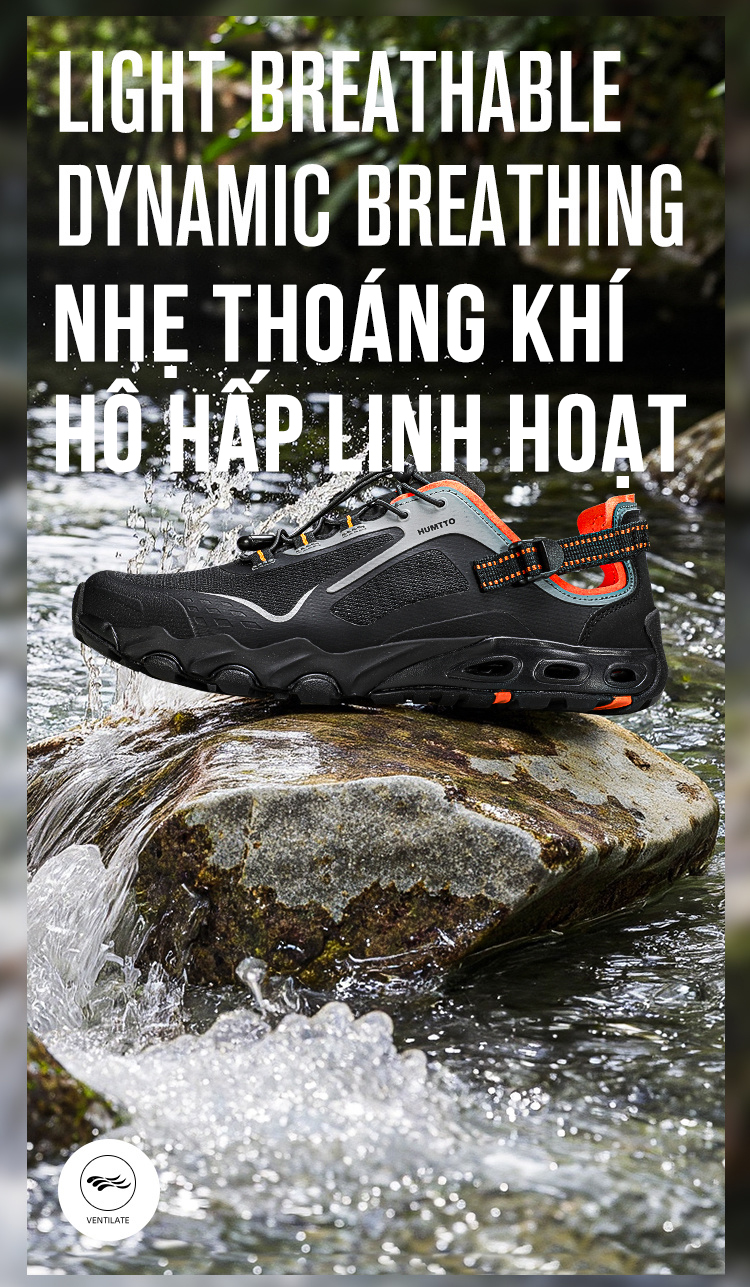 Giày sandals nữ đi suối Humtto 660893B mặt lưới mau khô dây rút-25