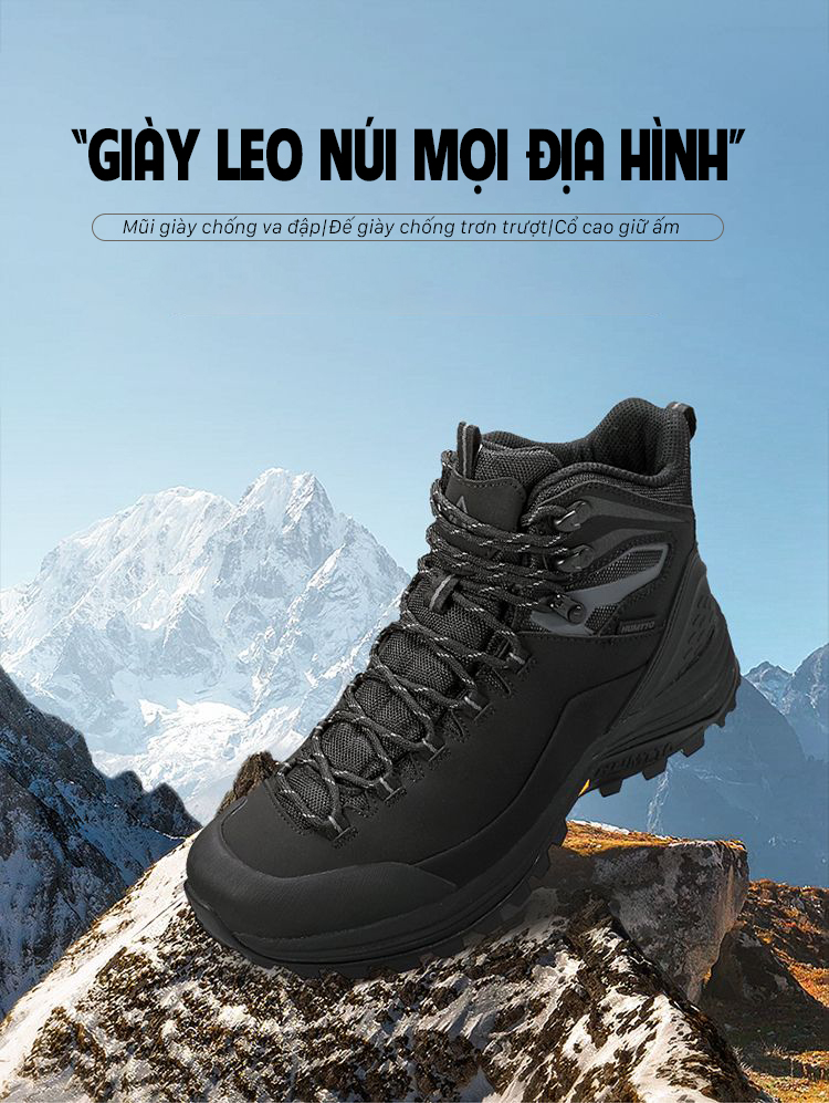 Giày leo núi nam pro Humtto 250864A cổ cao đi tuyết da bò giữ ấm-19