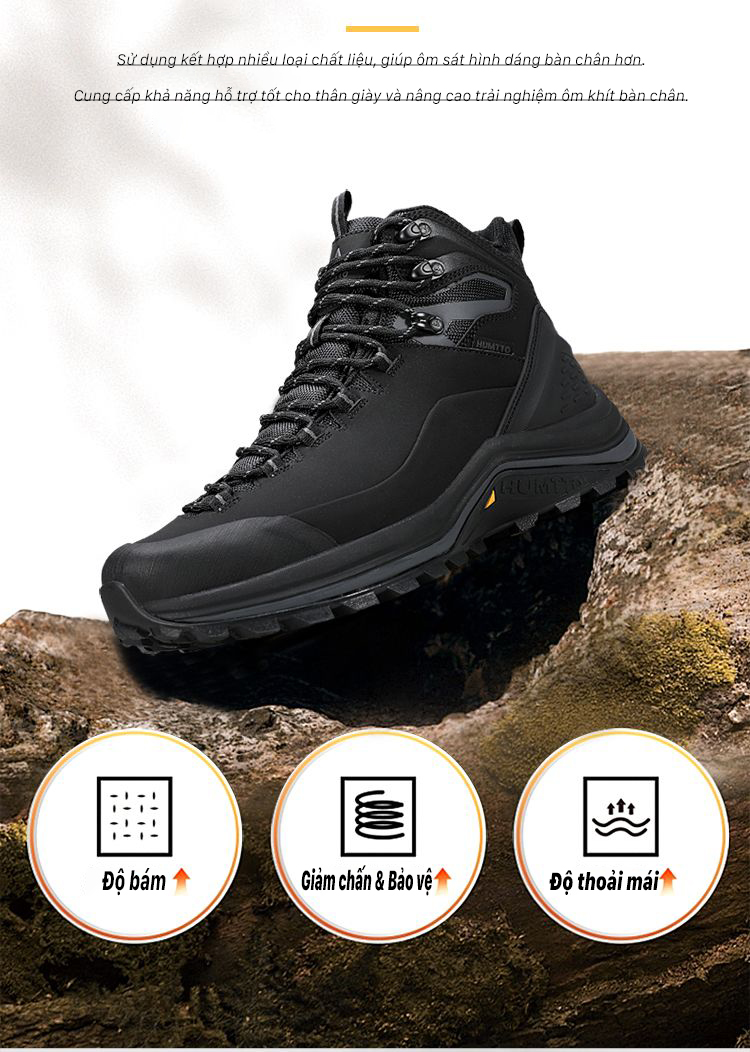 Giày leo núi nam pro Humtto 250864A cổ cao đi tuyết da bò giữ ấm-21