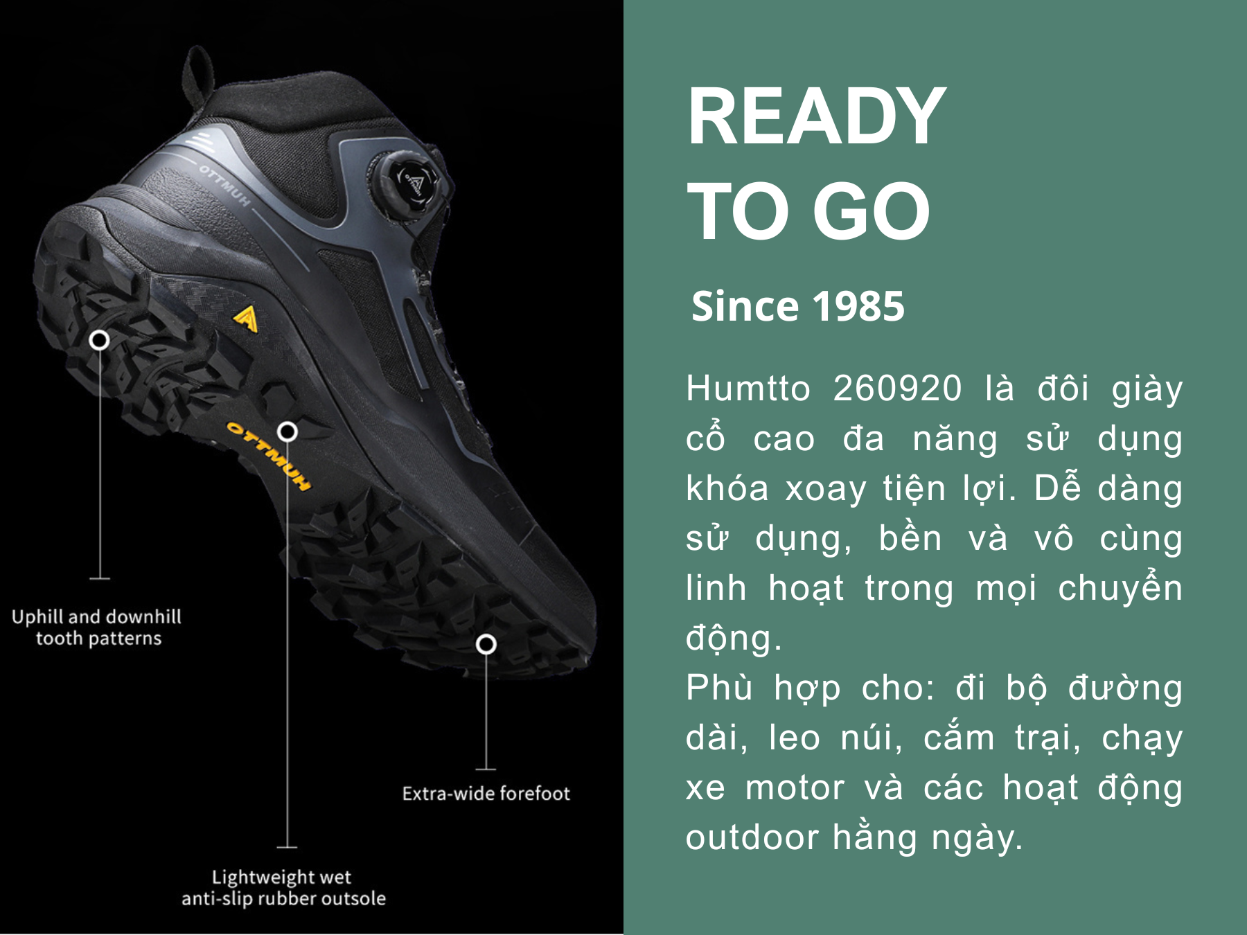 Giày leo núi nam chuyên dụng Humtto 260920A cổ cao giữ nhiệt núm vặn tiện lợi-12