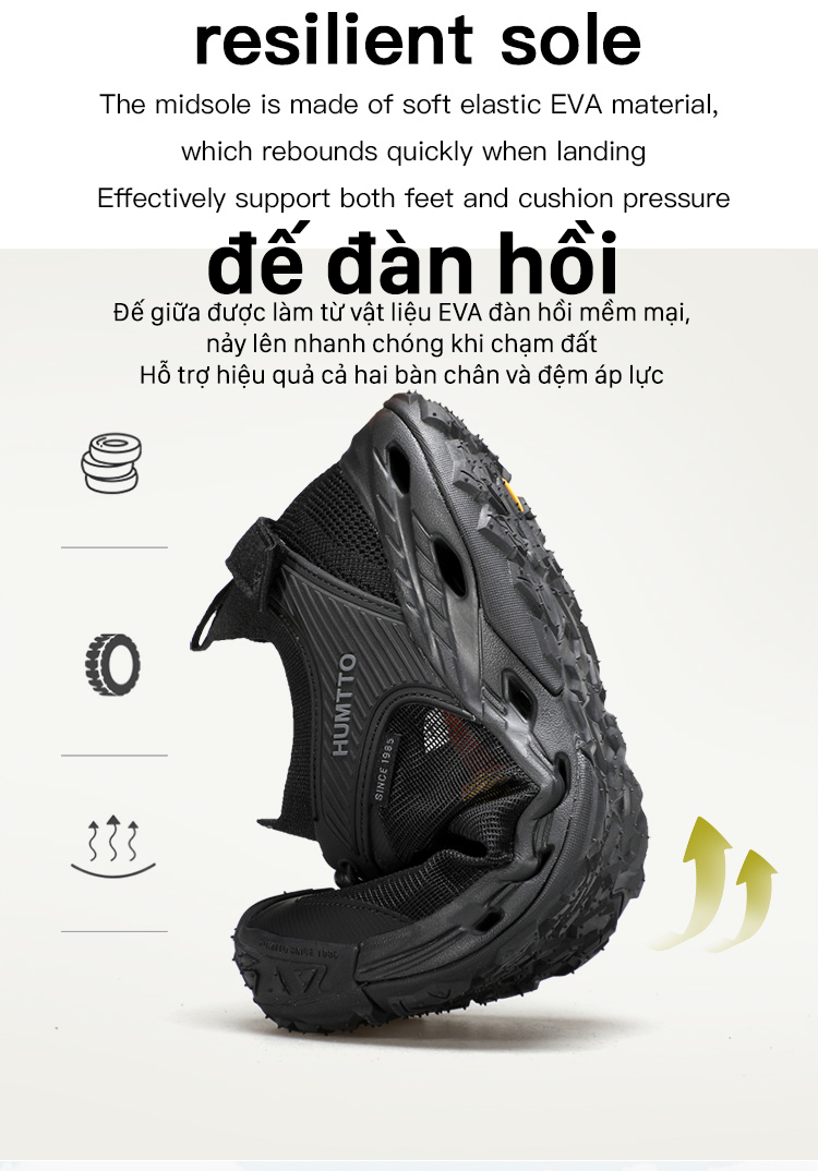 Giày trekking nam sandals Humtto 660859B lội suối dây rút tiện lợi-11