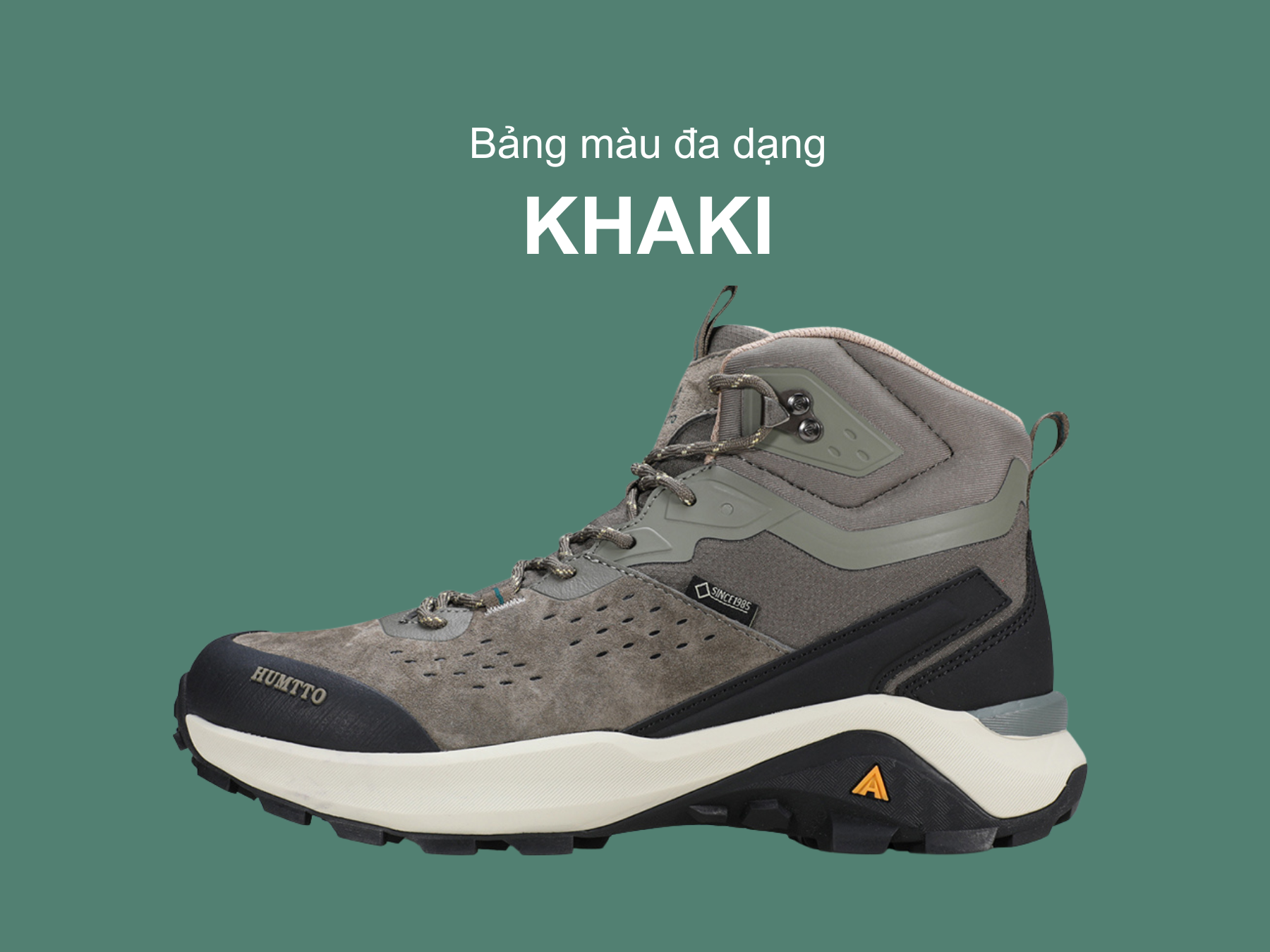 Giày trekking nữ Humtto 260370B cổ cao da heo lộn đục lỗ thoáng khí nhẹ-18