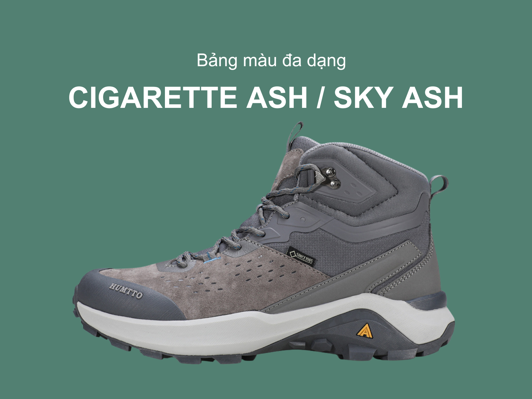 Giày trekking nữ Humtto 260370B cổ cao da heo lộn đục lỗ thoáng khí nhẹ-19