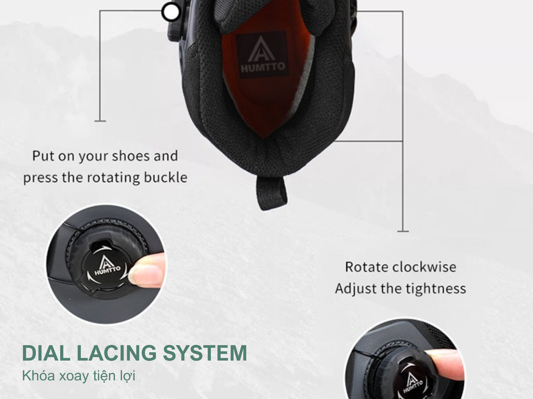 Giày trekking nữ pro Humtto 260920B núm vặn khóa BOA cổ cao đi tuyết-16