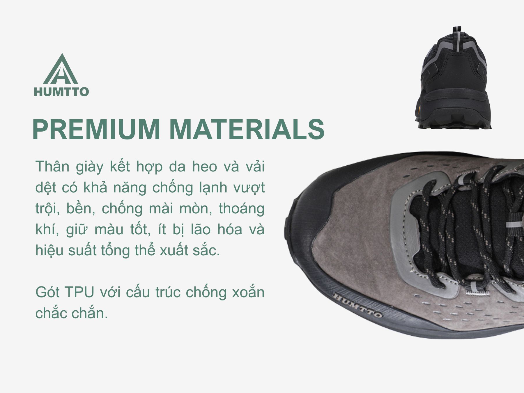 Giày trekking outdoor nam Humtto 160560A cổ thấp lỗ thông khí-13