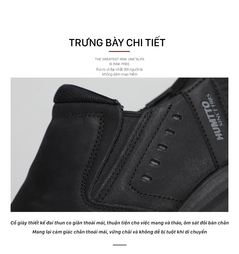 Giày đi dạo thành phố nam Humtto 350168A cổ thấp da bò nubuck năng động-19