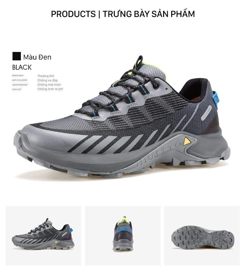Giày hiking unisex Humtto 150187AB cổ thấp đế gai lưới thoáng khí - Ảnh 7