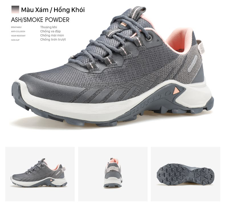 Giày hiking unisex Humtto 150187AB cổ thấp đế gai lưới thoáng khí - Ảnh 11