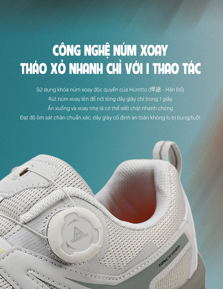 Giày leo núi nam cổ thấp Humtto 170104A núm vặn nhẹ đế gai chống trượt-12