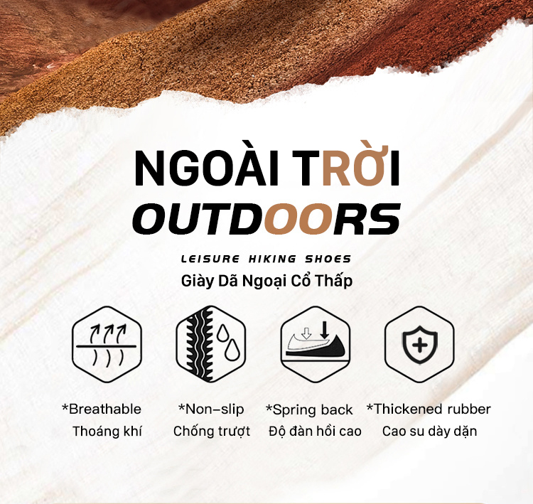 Giày dã ngoại nam Humtto 160114A cổ thấp đế đệm chống trượt va đập-6