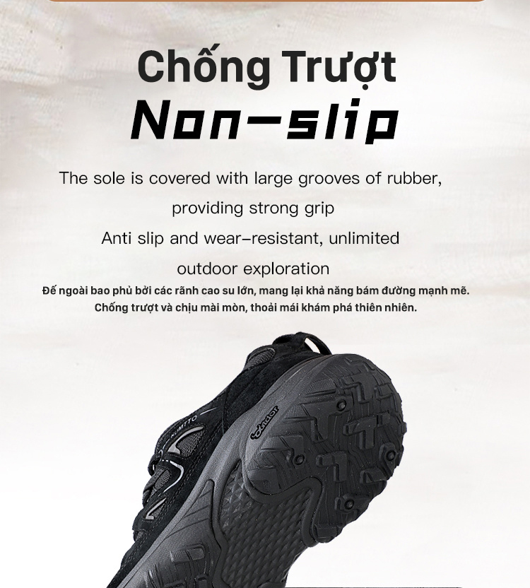 Giày dã ngoại nam Humtto 160114A cổ thấp đế đệm chống trượt va đập-8