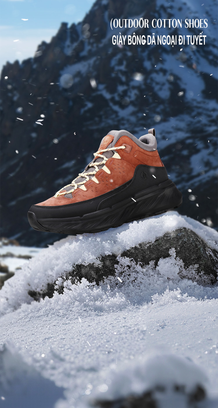 Giày trekking nam pro Humtto 260757A cổ cao da lộn vải dệt giữ nhiệt chịu lực-4