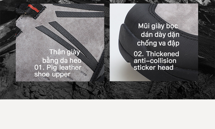Giày trekking men chuyên nghiệp Humtto 260336A cổ cao da heo đi tuyết nước đế siêu bền-10