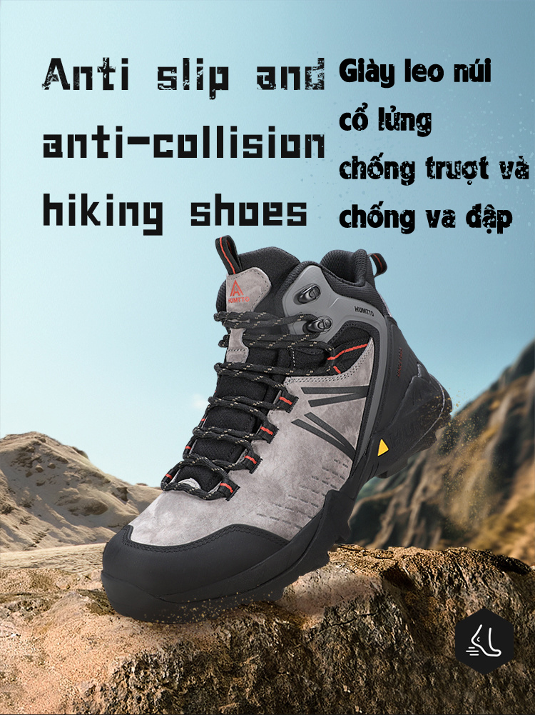 Giày trekking men chuyên nghiệp Humtto 260336A cổ cao da heo đi tuyết nước đế siêu bền-5