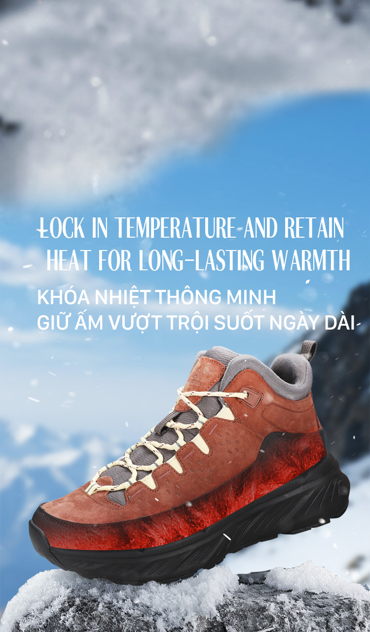Giày trekking nữ pro Humtto 260757B cổ cao da lộn vải dệt giữ nhiệt chịu lực-8