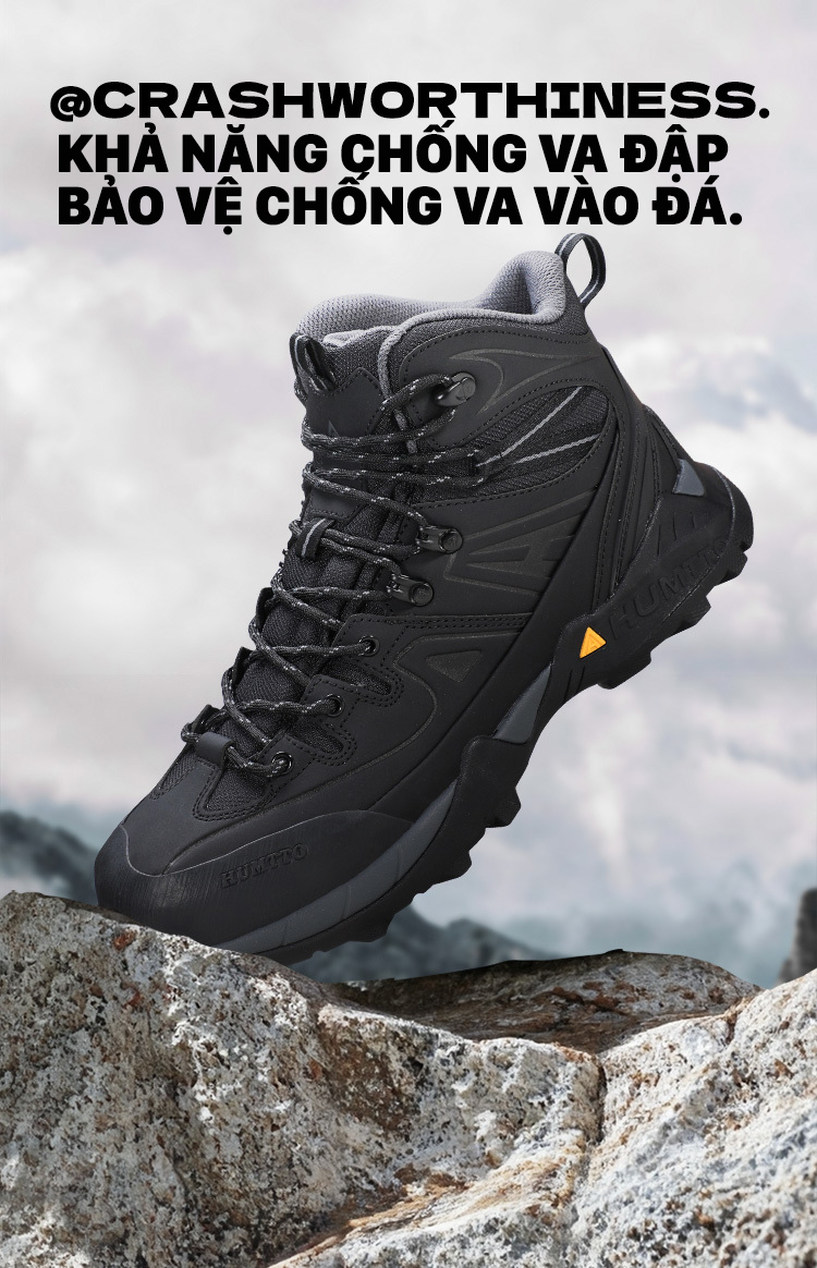 Giày trekking nam pro Humtto 260195A cổ cao cặp đôi da chống tuyết nước mài mòn-10