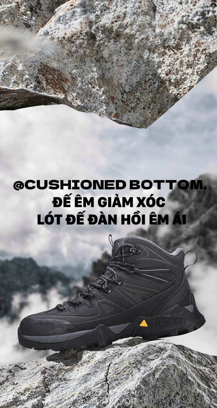 Giày trekking nam pro Humtto 260195A cổ cao cặp đôi da chống tuyết nước mài mòn-11