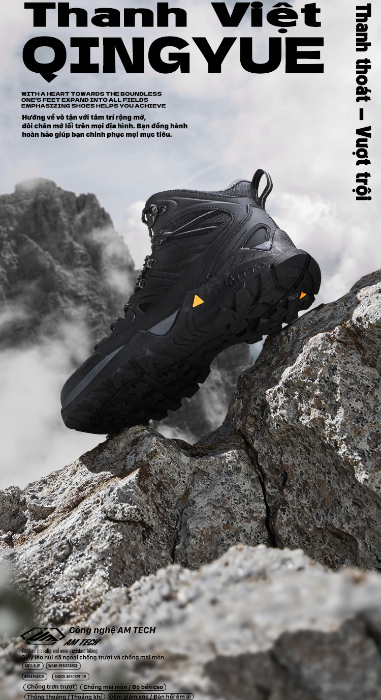 Giày trekking nam pro Humtto 260195A cổ cao cặp đôi da chống tuyết nước mài mòn-5