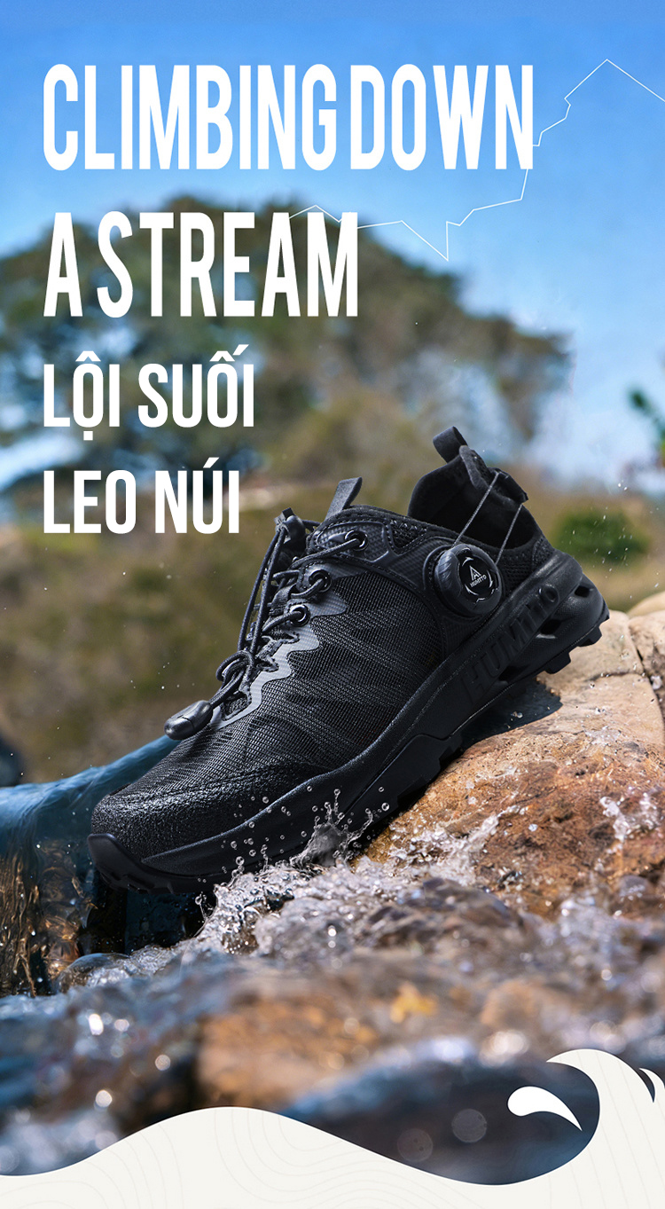  Sandals nam Humtto 670702A lội nước mặt lưới khóa BOA dây rút tiện lợi-7
