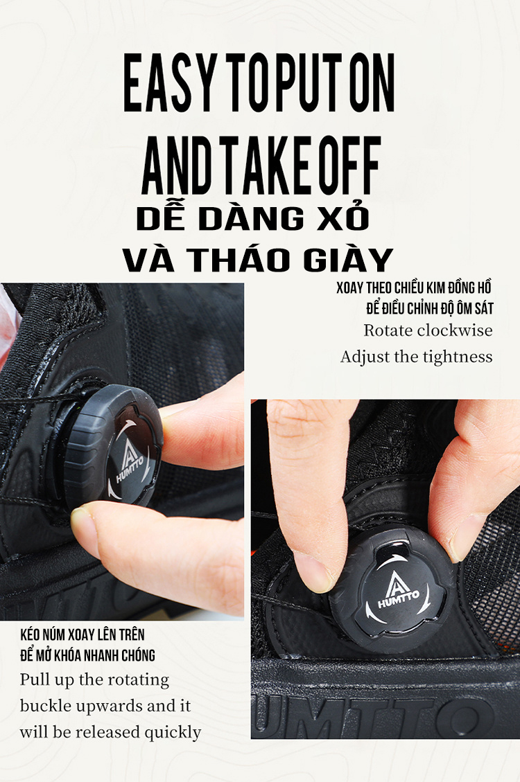  Sandals nam Humtto 670702A lội nước mặt lưới khóa BOA dây rút tiện lợi-8