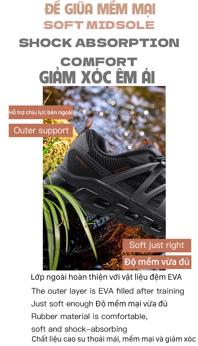 Giày nam Humtto 671495A đi suối lỗ lưới lớn tổ ong mau khô -12