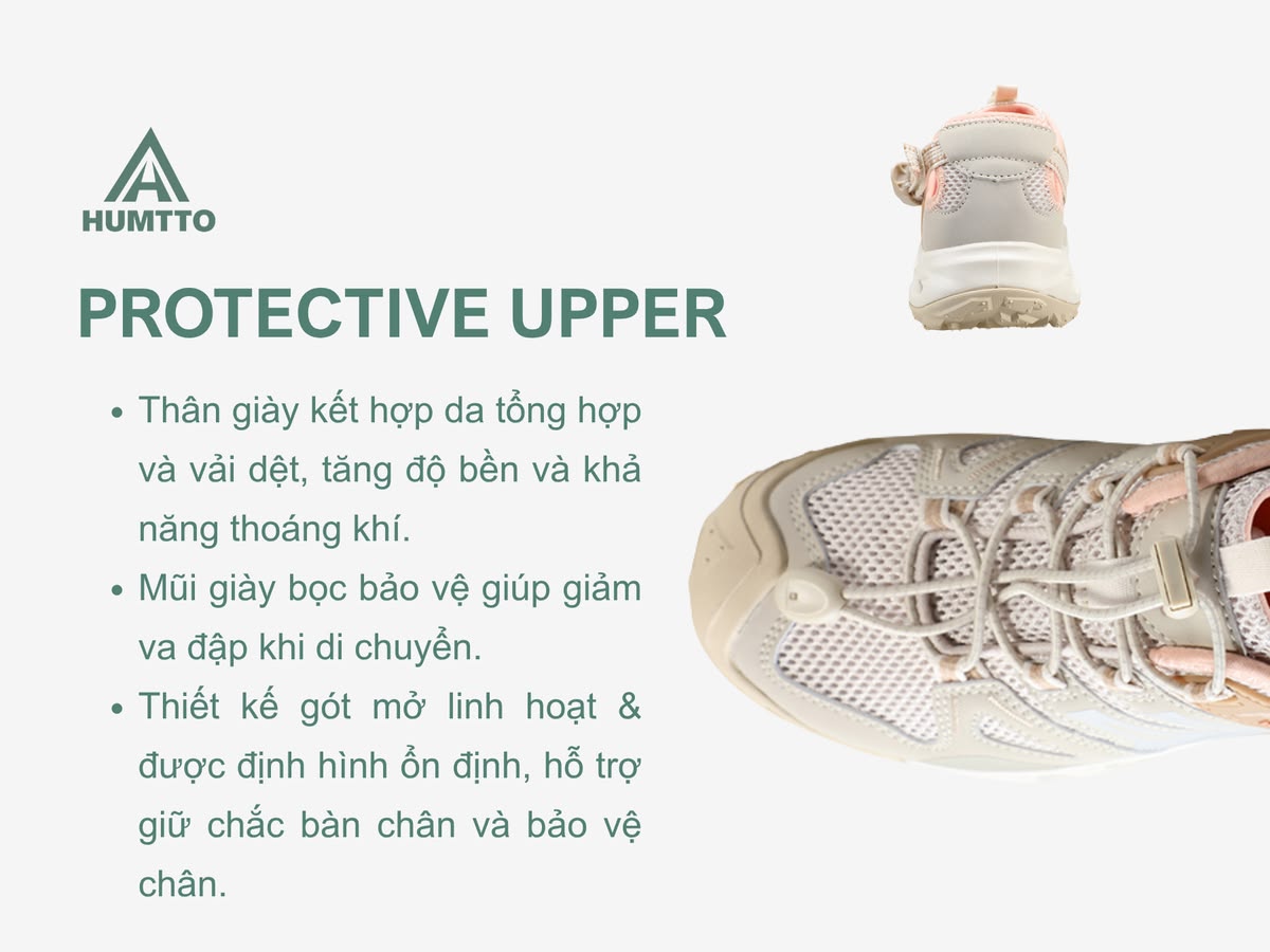 Giày sandals nữ Humtto 670148B trekking đi biển mặt lưới dây rút mau khô-13