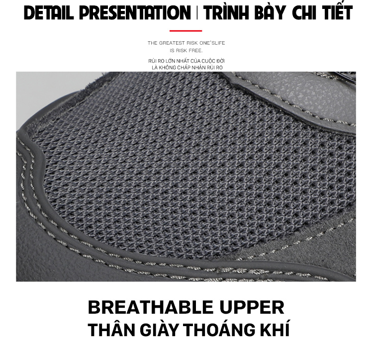 Giày trekking nam Humtto 160482A cổ thấp da bò lộn khóa dây chống trượt-10