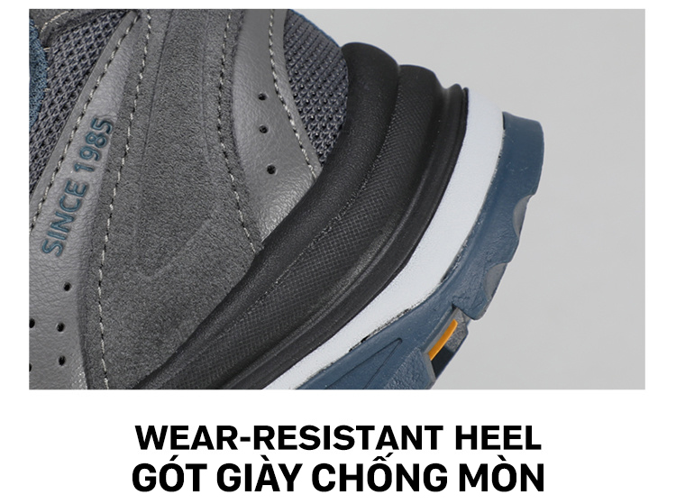Giày trekking nam Humtto 160482A cổ thấp da bò lộn khóa dây chống trượt-11