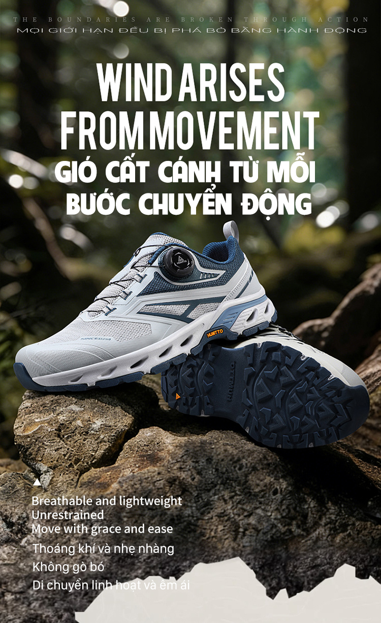 Giày hiking nam Humtto 171443A cổ thấp lưới cắt xẻ thời trang nhiều màu-9